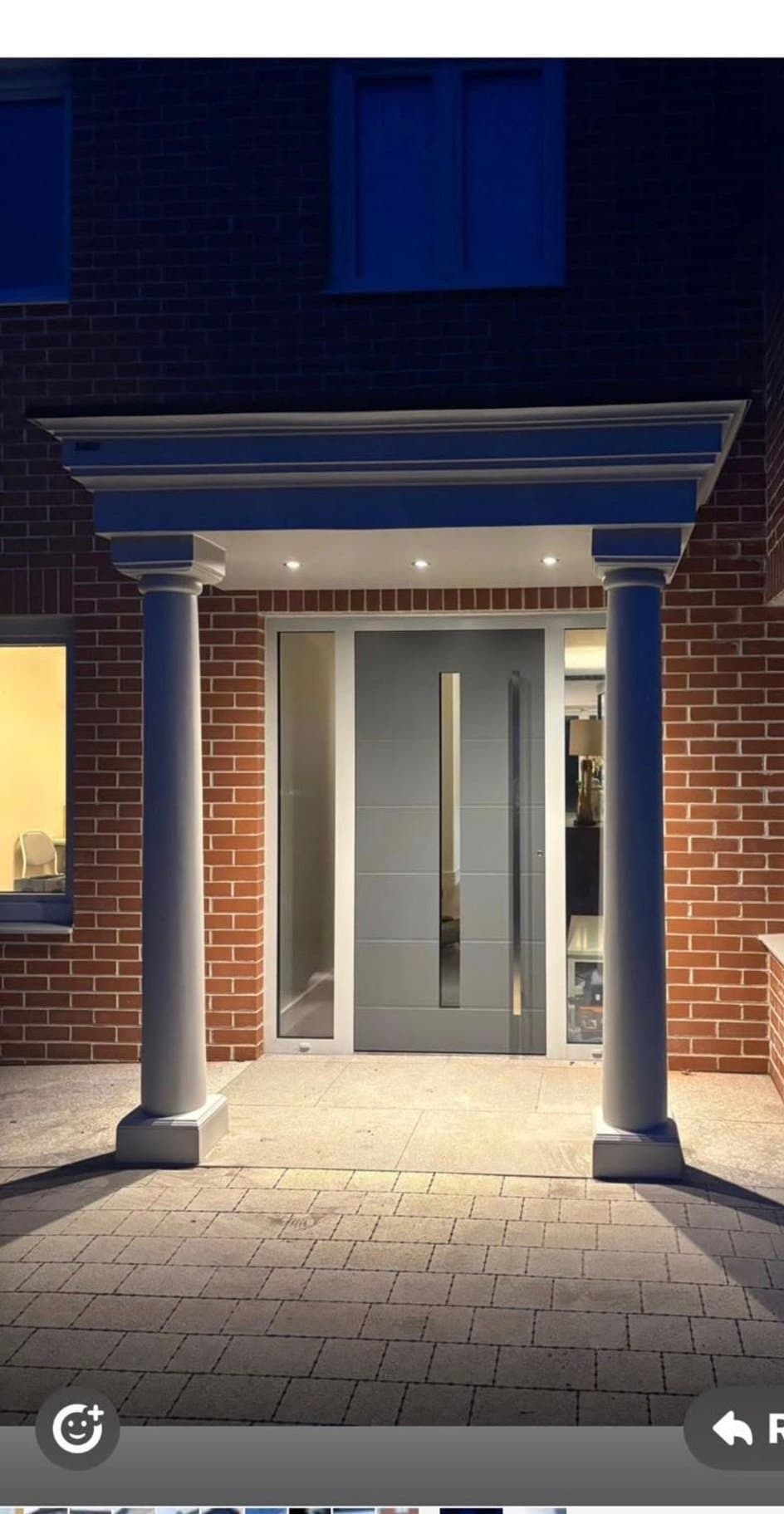 canopies direct portico canopy columns modern door night